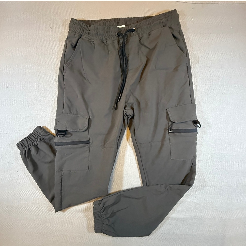 Riot Empire Mens Cargo Jogger Pants Olive Green Utility Techwear Size Large 2037